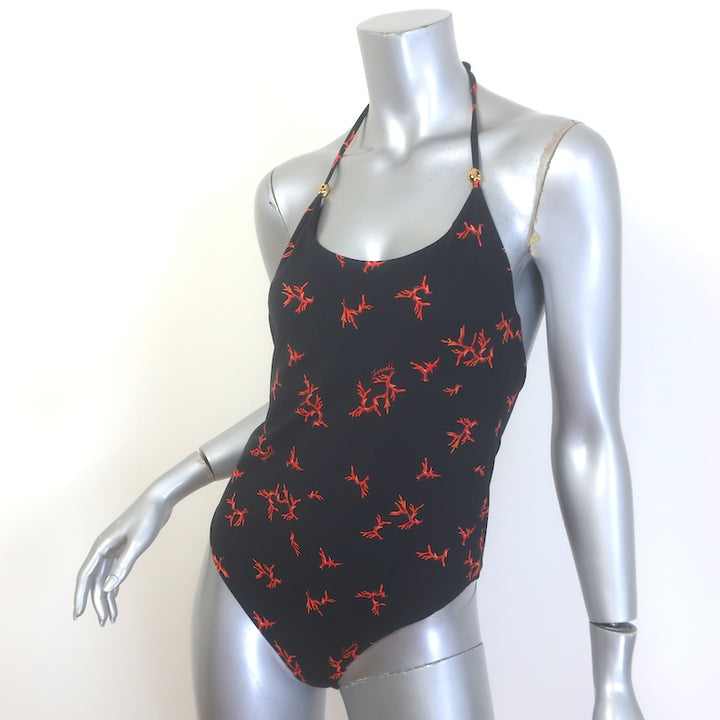 Fendi Coral Print One-Piece Swimsuit Black Size Medium