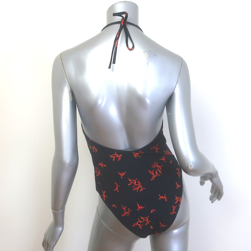 Fendi Coral Print One-Piece Swimsuit Black Size Medium