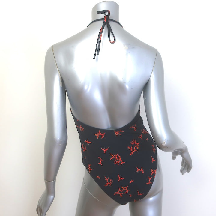 Fendi Coral Print One-Piece Swimsuit Black Size Medium
