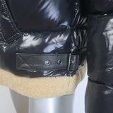 SAM. Ryan Shearling-Trimmed Hooded Down Puffer Jacket Black Size Medium