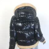 SAM. Ryan Shearling-Trimmed Hooded Down Puffer Jacket Black Size Medium