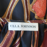 Ulla Johnson Farah Puff Sleeve Ruffled Mini Dress Black Floral Print Silk Size 8