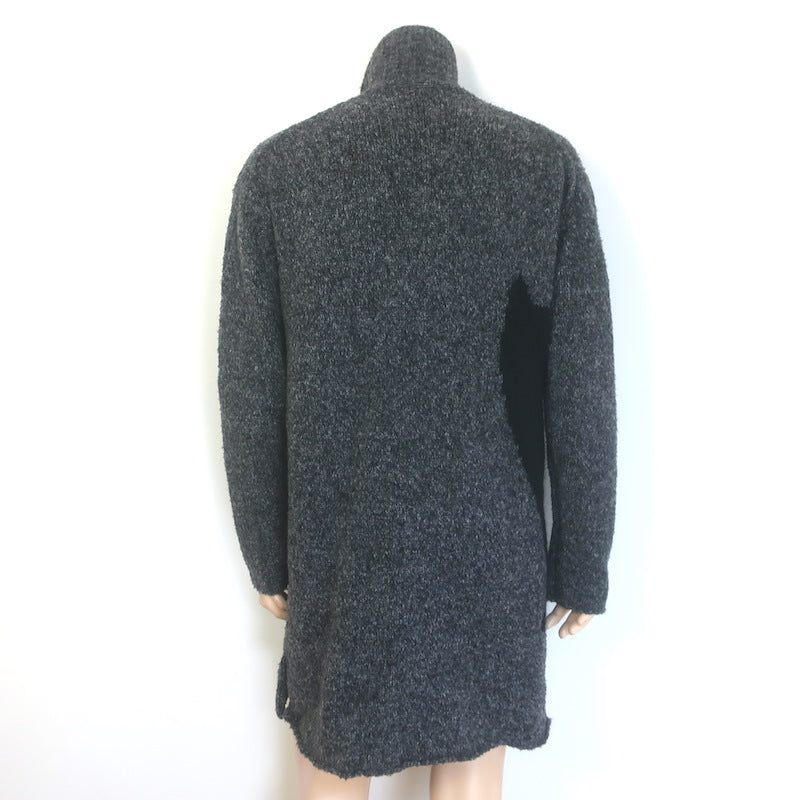 Yohji Yamamoto Pour Homme 15AW Dog Intarsia Knit Cardigan Gray Wool-Blend Size 3