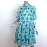 Hannah Artwear Gaia Belted Dress Blue Floral Print Silk Size 1