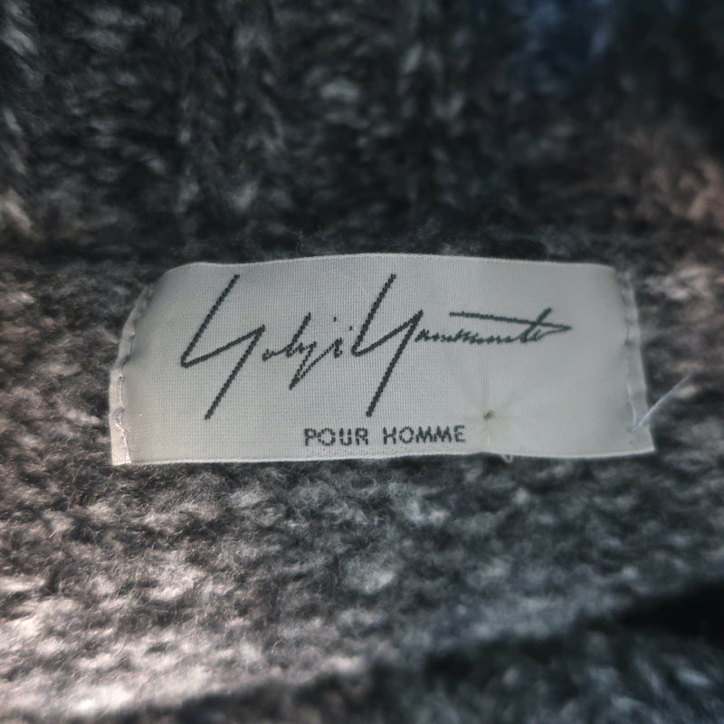 Yohji Yamamoto Pour Homme 15AW Dog Intarsia Knit Cardigan Gray Wool-Blend Size 3