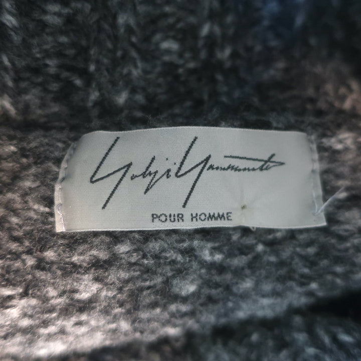 Yohji Yamamoto Pour Homme 15AW Dog Intarsia Knit Cardigan Gray Wool-Blend Size 3
