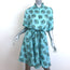 Hannah Artwear Gaia Belted Dress Blue Floral Print Silk Size 1