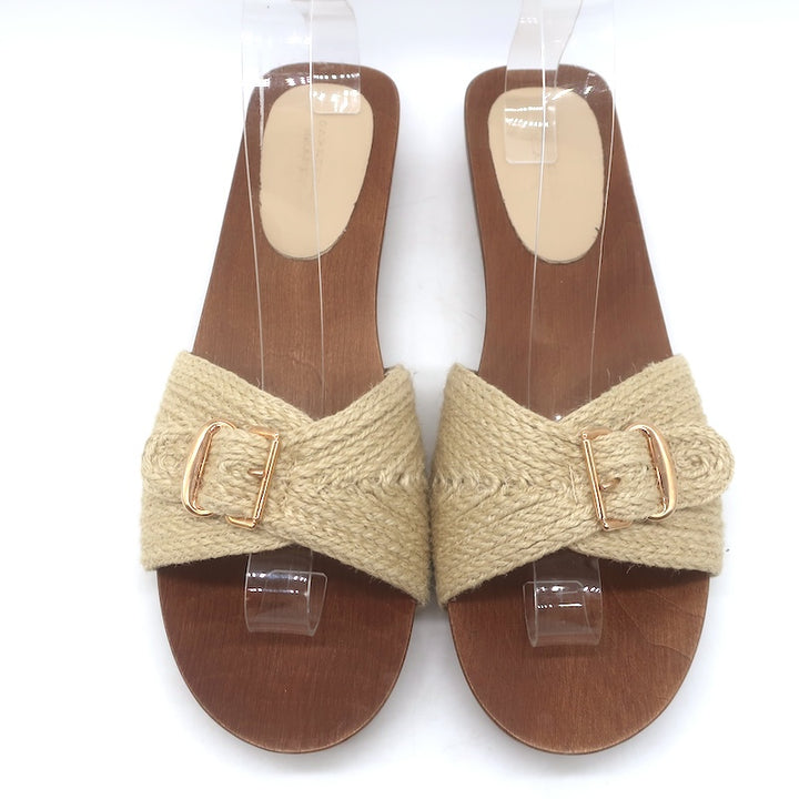 Gabriela Hearst Clover Jute Buckled Slide Sandals Natural Size 41 / US 11