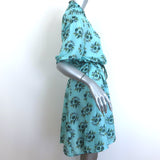Hannah Artwear Gaia Belted Dress Blue Floral Print Silk Size 1