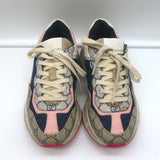 Gucci Rhyton GG Mixed Media Sneakers Navy/Multi Leather & Canvas Size 35