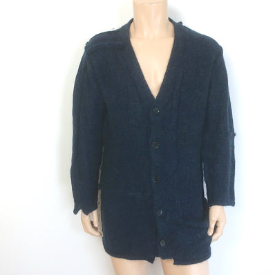 Yohji Yamamoto Pour Homme Patchwork Knit Cardigan Teal Wool-Mohair Size 3