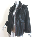 Derek Lam Lamb Leather-Trimmed Pony Hair Jacket Dark Brown Size 46