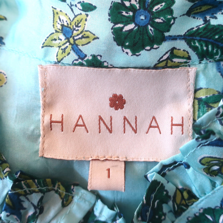 Hannah Artwear Gaia Belted Dress Blue Floral Print Silk Size 1