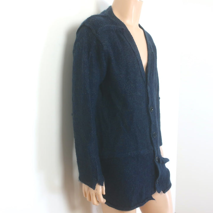 Yohji Yamamoto Pour Homme Patchwork Knit Cardigan Teal Wool-Mohair Size 3