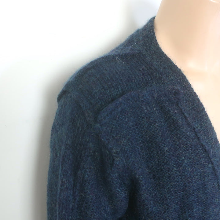 Yohji Yamamoto Pour Homme Patchwork Knit Cardigan Teal Wool-Mohair Size 3