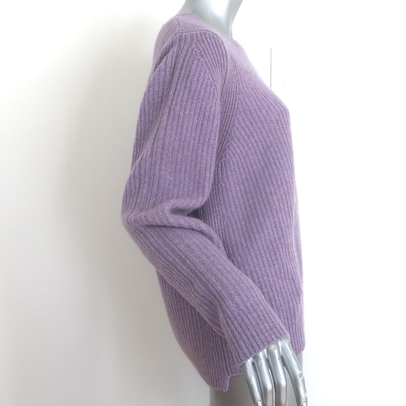Tory Burch Tory Sport Ribbed Cashmere Crewneck Sweater Lavender Size Medium