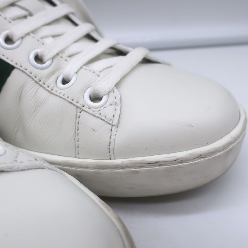 Gucci Ace Bee-Embroidered Fold Down Sneakers White Leather Size 35.5