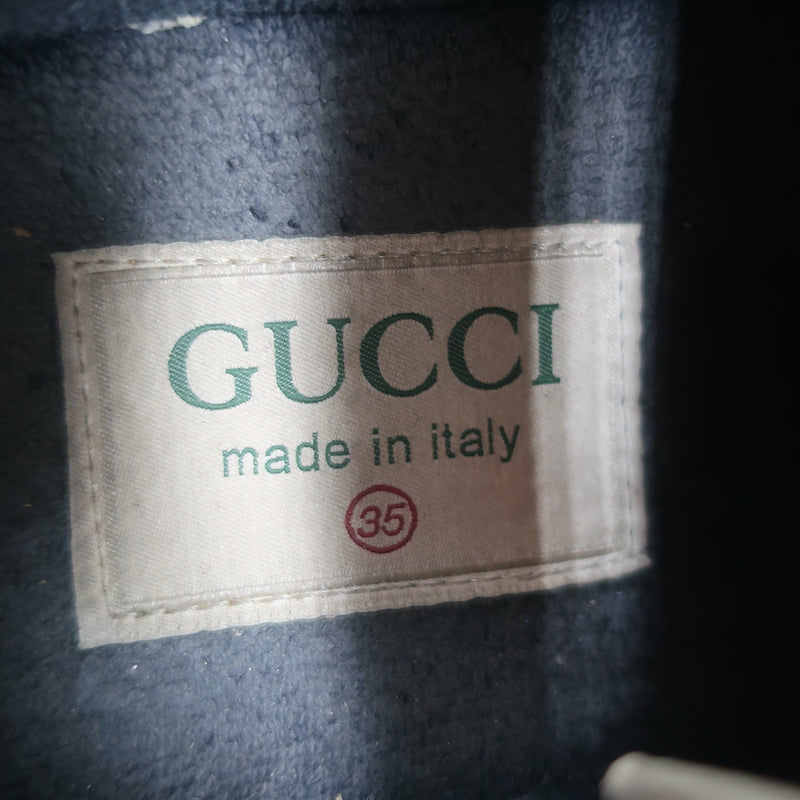 Gucci Rhyton GG Mixed Media Sneakers Navy/Multi Leather &amp; Canvas Size 35