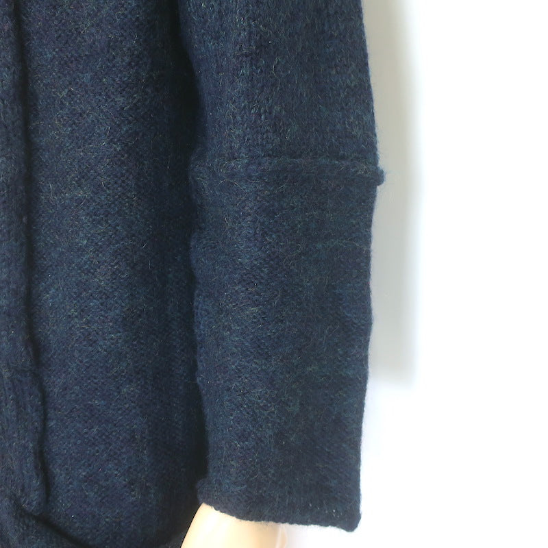 Yohji Yamamoto Pour Homme Patchwork Knit Cardigan Teal Wool-Mohair Size 3