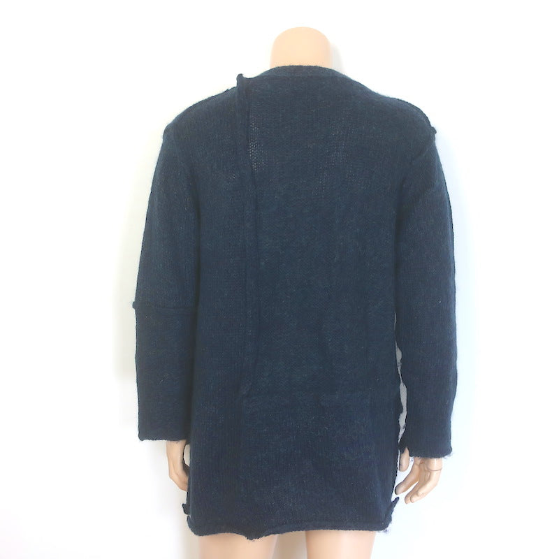 Yohji Yamamoto Pour Homme Patchwork Knit Cardigan Teal Wool-Mohair Size 3