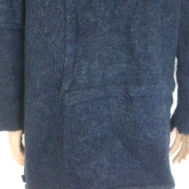 Yohji Yamamoto Pour Homme Patchwork Knit Cardigan Teal Wool-Mohair Size 3