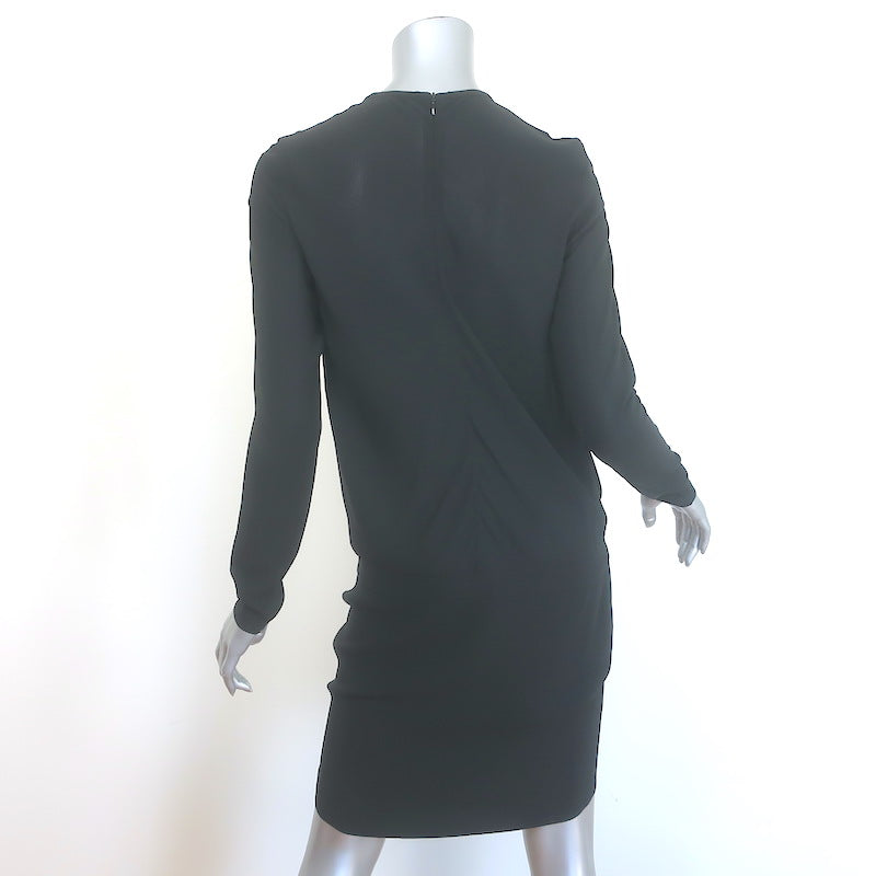 Brunello Cucinelli Draped-Front Long Sleeve Mini Dress Black Silk Size Small