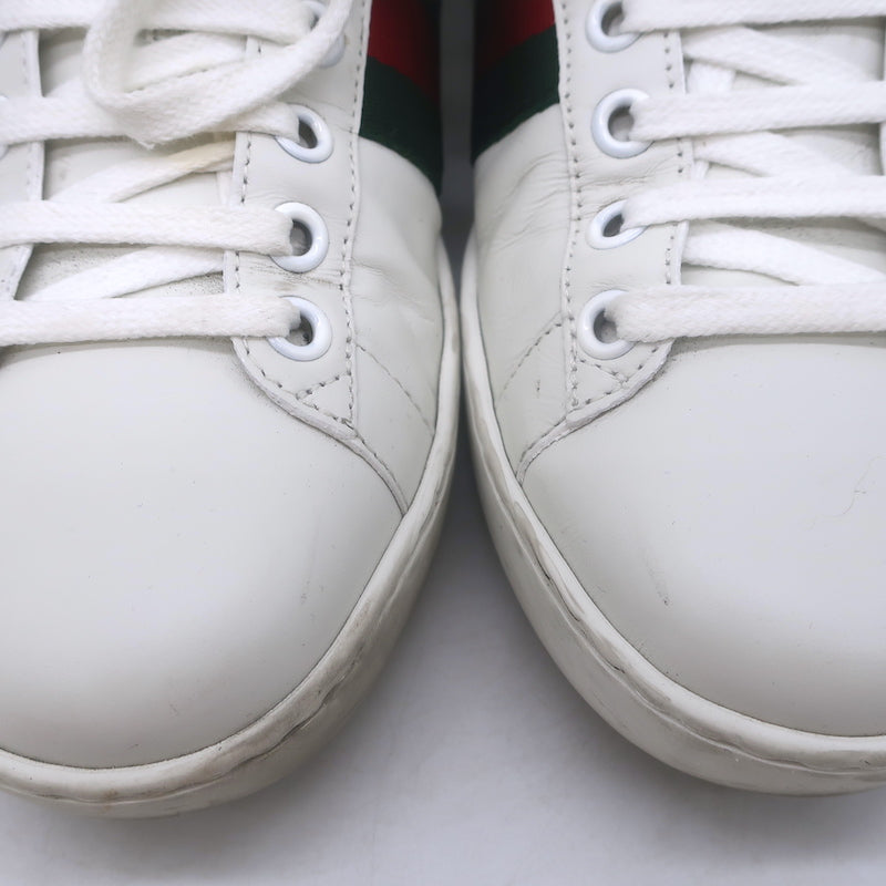 Gucci Ace Bee-Embroidered Fold Down Sneakers White Leather Size 35.5