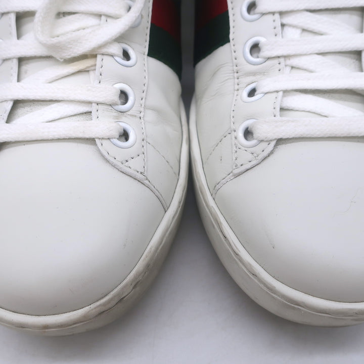 Gucci Ace Bee-Embroidered Fold Down Sneakers White Leather Size 35.5
