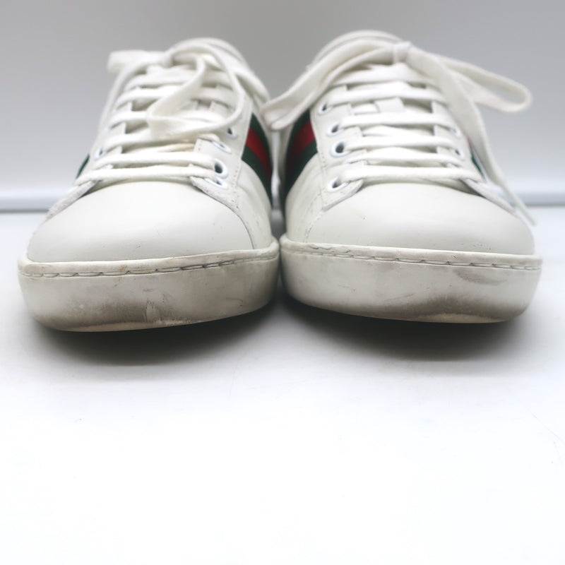Gucci Ace Bee-Embroidered Fold Down Sneakers White Leather Size 35.5