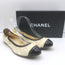 Chanel Bicolor Cap Toe Elastic Ballet Flats Cream & Black Patent Leather Size 39