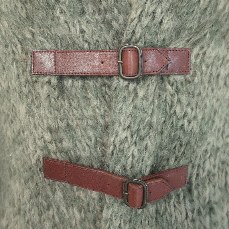 Alexander McQueen Buckled Cardigan Sage Green Mohair-Blend Size Small