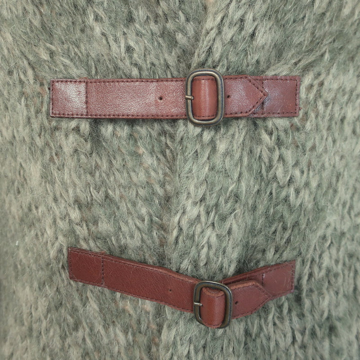 Alexander McQueen Buckled Cardigan Sage Green Mohair-Blend Size Small