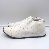 Jimmy Choo Norway Crystal-Embellished Sock Sneakers White Knit Size 38