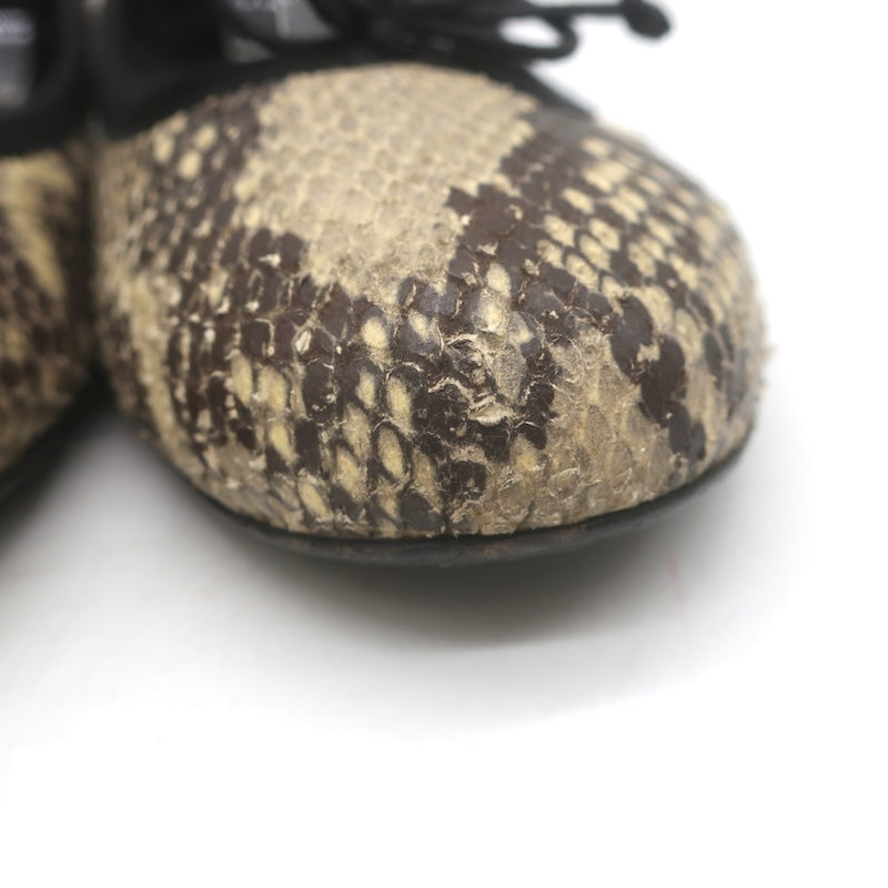 Saint Laurent Snakeskin Bow Ballet Flats Beige/Black Size 41 / US 10.5