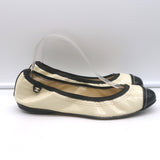 Chanel Bicolor Cap Toe Elastic Ballet Flats Cream & Black Patent Leather Size 39
