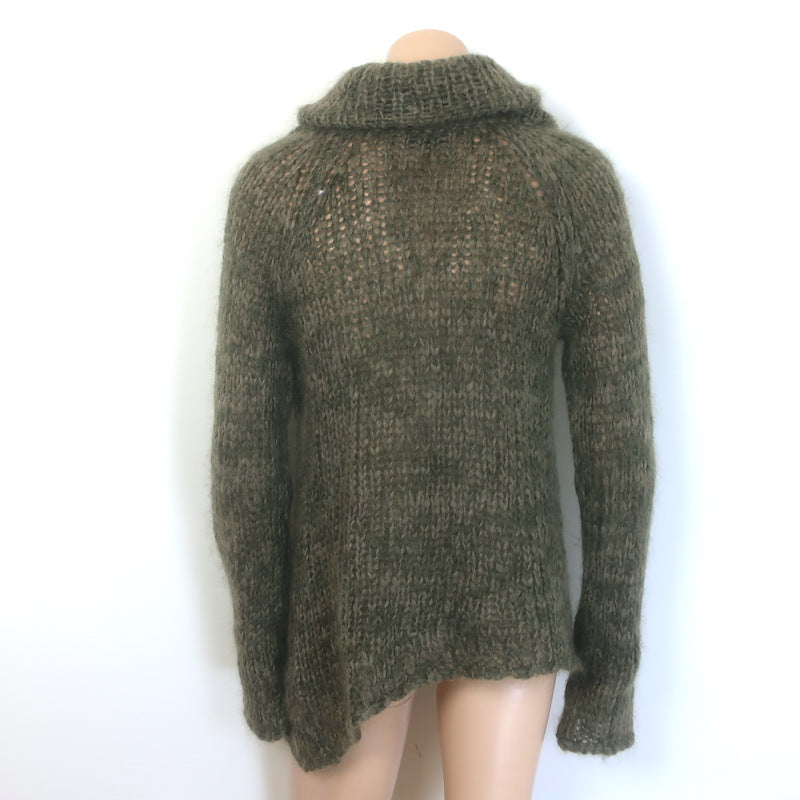 Alexander McQueen Buckled Cardigan Sage Green Mohair-Blend Size Small