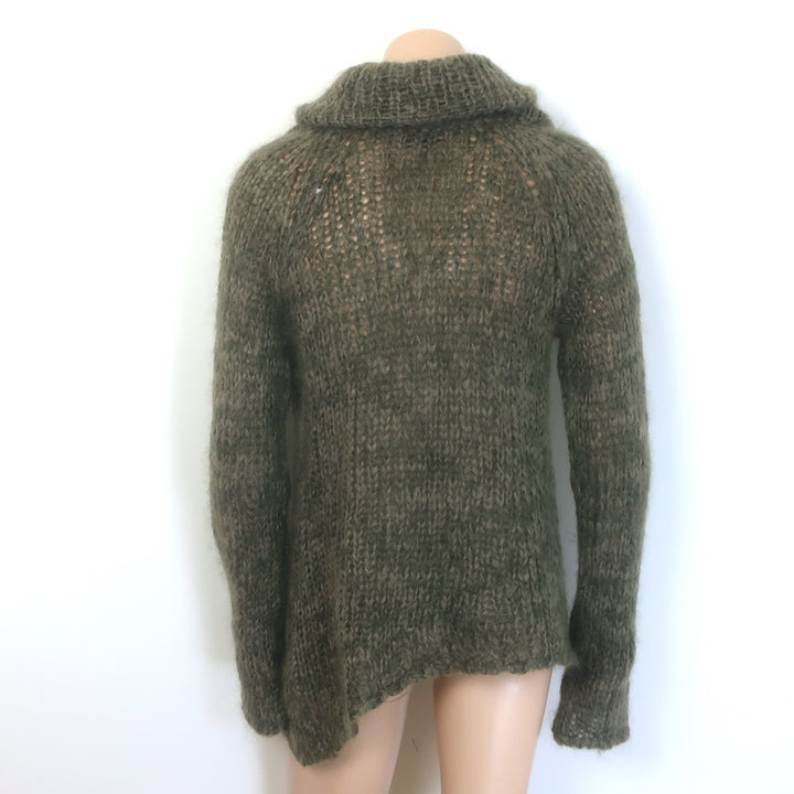 Alexander McQueen Buckled Cardigan Sage Green Mohair-Blend Size Small