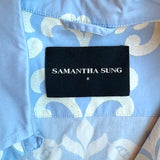 Samantha Sung Belted Shirtdress Light Blue Printed Stretch Cotton Size 8