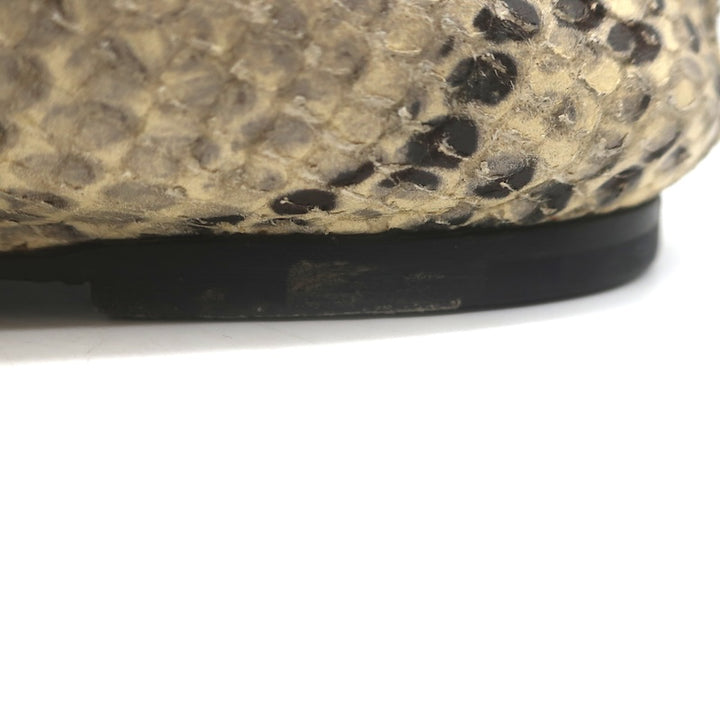 Saint Laurent Snakeskin Bow Ballet Flats Beige/Black Size 41 / US 10.5