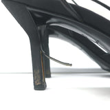 Chanel Camellia CC Faux Pearl Slingback Pumps Black Grosgrain Size 41