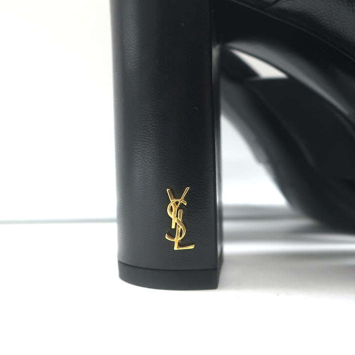 Saint Laurent LouLou Crisscross Sandals Black Leather Size 36 Open Toe Heels