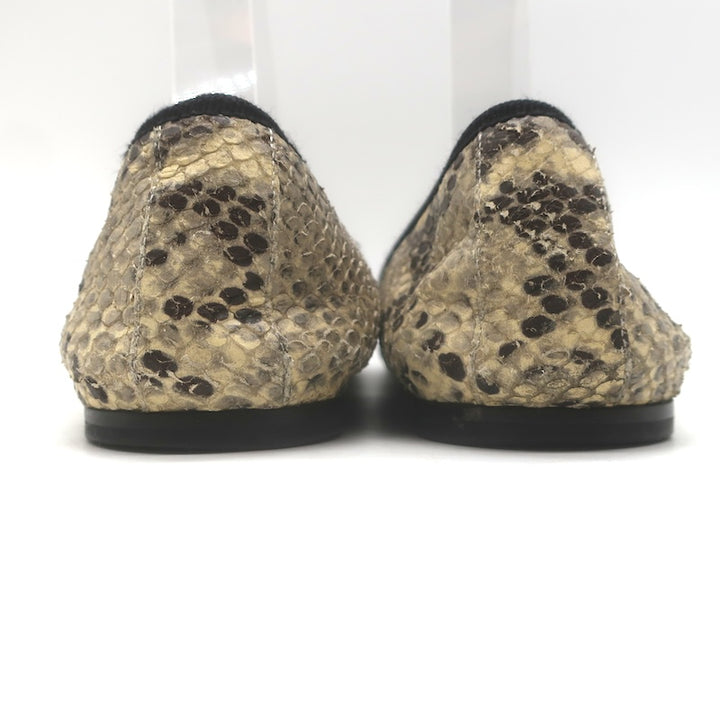 Saint Laurent Snakeskin Bow Ballet Flats Beige/Black Size 41 / US 10.5