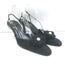 Chanel Camellia CC Faux Pearl Slingback Pumps Black Grosgrain Size 41