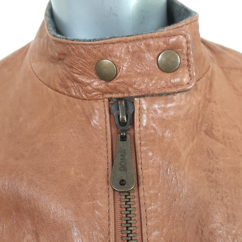 DOMA Leather Bomber Jacket Brown Size Medium