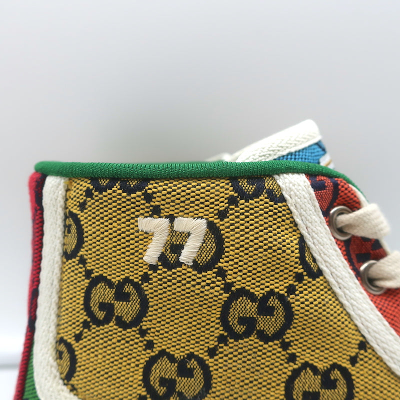 Gucci Tennis 1977 GG High Top Sneakers Multicolor Canvas Size