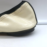 Chanel Bicolor Cap Toe Elastic Ballet Flats Cream & Black Patent Leather Size 39