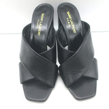 Saint Laurent LouLou Crisscross Sandals Black Leather Size 36 Open Toe Heels