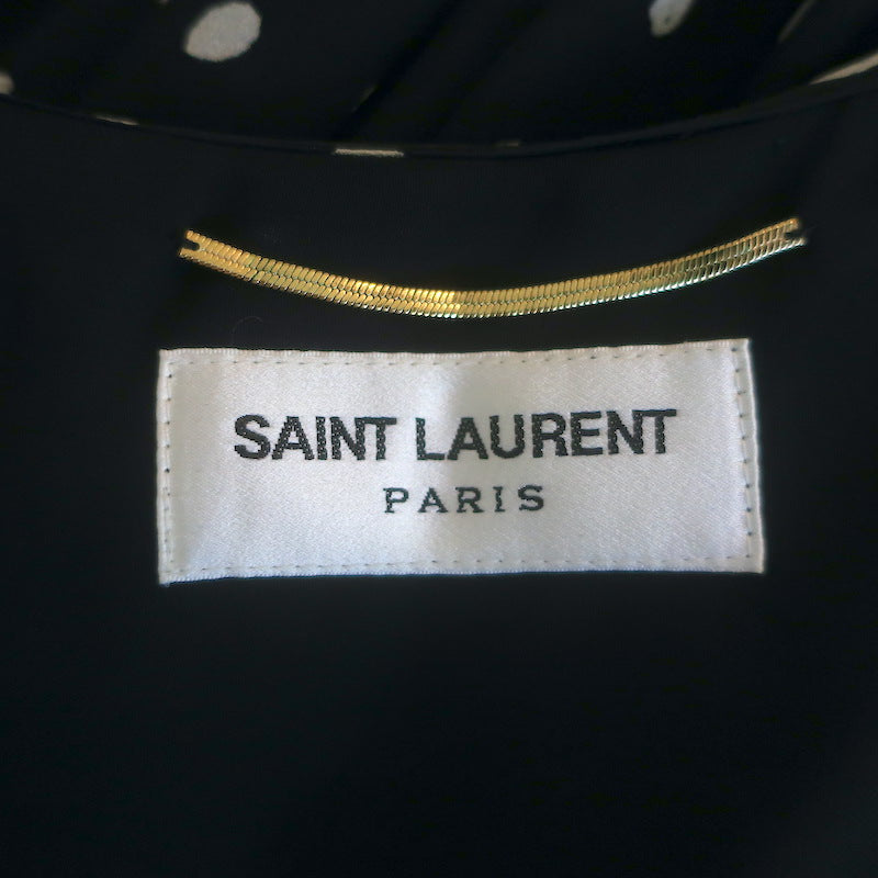 Saint Laurent Polka Dot One-Shoulder Mini Dress Black Silk Size 38