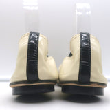 Chanel Bicolor Cap Toe Elastic Ballet Flats Cream & Black Patent Leather Size 39