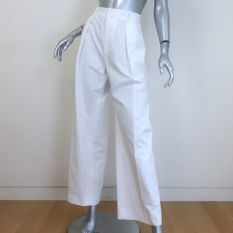 Ralph Lauren Collection Jody High-Rise Wide Leg Pants White Cotton Size 10